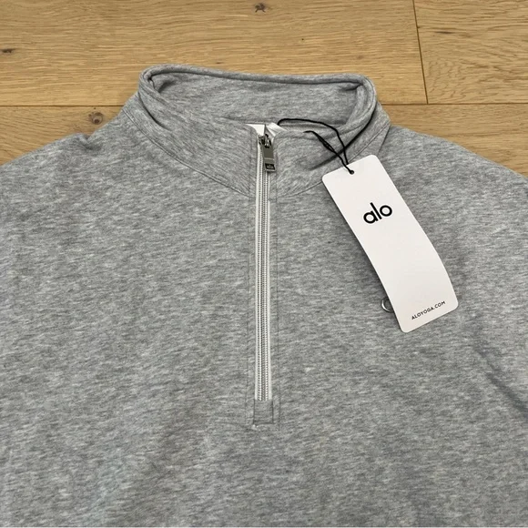 ALO Yoga Accolade Set Quarter Zip and Sweatpants Light Gray Unisex - Picture 3 of 16